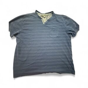 Free Planet Navy Striped Henley Top